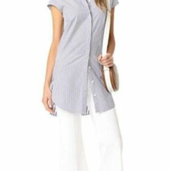 Madewell Women's Dress Stripe-mix shirtdress Blue White A line Cotton xS - Picture 3 of 7